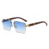 Frameless sliced sunglasses for men's foreign trade sunscreen imitation wood grain sunglasses legs large square sunglasses for women's trendy shapes