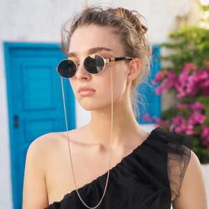 New European and American Fashion Chain Sunglasses for Women, Trendy Personality, Elliptical Frame Sunglasses for Women, Cross border Wholesale Sunglasses