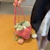 Cute Little Bag Summer 2024 Forest style Girl's Western Style One Shoulder Cross Shoulder Knitted Cartoon Strawberry Bucket Bag Cross border