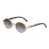 Retro round frame sunglasses for women, UV resistant wood grain adjustable temple sunglasses for men, European and American sunglasses