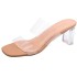 Women's outdoor slippers with thick heels, summer high heels, transparent straight slippers, crystal heels, semi slippers, and slippers