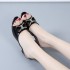 2022 Summer New Style Small Heel Middle Heel Fish Mouth Bow One Word Women's Versatile Large Size Slippers Wholesale