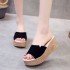 2019 Women's Summer Fashion Outerwear Slippers Korean Edition Tai Po Heel Cool Drag Thick Bottom High Heels Sponge Cake Bottom One Line Slippers