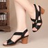 2022 New Mid heeled Sandals for Women's Summer Fish Mouth Set, Thick Heels, Simple Colors, Middle aged and Elderly Mom's Shoes