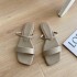 Women's 2022 New Women's Shoes Summer Korean Edition Square Head Fish Mouth One Line Cool Slippers Women's Flat Bottom Outerwear Slippers