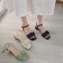 Internet celebrity coarse heeled sandals for women in the summer of 2020, featuring a fairy style Korean version with pleated stripes and casual women's shoes, high heels