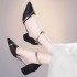 2021 Summer New Baotou Sandals Women's Korean Edition Pointed Root Root Coarse Heel Women's Shoes One Button Fashion Sandals Foreign Trade