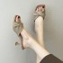 2022 Summer New Simple High Heels One Line Cool Drag Cat Heel High Heels French Women's Outerwear Half Slippers