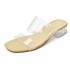 Women's outdoor slippers with thick heels, summer high heels, transparent straight slippers, crystal heels, semi slippers, and slippers