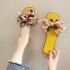 Colorful ribbon bow flat heeled flat bottomed slippers for women in summer, new style for outerwear with floral patterns, wholesale