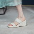 2021 Summer New Thick Bottom Sponge Cake Sandals for Women, Slope Heel, Outward Wearing One Line Cool Slippers, Height Raising Heel, Half Dragged