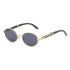 Retro round frame sunglasses for women, UV resistant wood grain adjustable temple sunglasses for men, European and American sunglasses