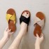 2020 Summer New Collection of 100 Women's Outdoor Slippers, Paired with Korean Edition Cowhide Soft Bottom Cool Dragging One Line Dragging Beach Shoes