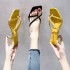 High heeled slippers for women in summer, wearing thin heels. 2019 new fashion Korean version set, toe middle heel cross, cool slippers for women