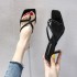 High heeled slippers for women in summer, wearing thin heels. 2019 new fashion Korean version set, toe middle heel cross, cool slippers for women