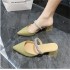 2023 New Baotou Half Slippers Women's Summer Outerwear Coarse Heel Pointed Mouller Shoes Fashion Diamond Fairy High Heel Sandals