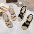 Sandals for women, 2019 summer collection, Korean version, versatile, flat heel, flat bottom, exposed toe, simple single buckle with student Roman shoes