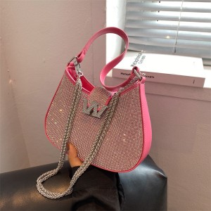 Internet celebrity armpit bag 2024 new European and American fashion rhinestone personalized retro ins girl shoulder chain dumpling bag