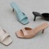 European and American square head slim heel fashion cooler 2023 new women's independent station plus size one word sexy cooler