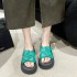 Outing slippers for women in summer 2024, new style with thick sponge cake sole, height increasing, small and casual beach sandals for outdoor wear