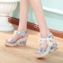 Sandals Women's Summer Casual New Style Ultra High Heels Flower Slope Heel Strap Bow Thick Bottom Bohemian Women's Shoes