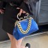 Bag Autumn 2024 New Korean Fashion Candy Color Thick Chain Handheld Women's Crossbody Bright Face Banquet Bag PU