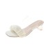 2024 new Korean version fairy style transparent thick heel straight square head pleated cool slippers summer high heels slippers for women