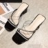 Summer New Women's Coarse Heel Slippers Korean Edition Simple Fashion Transparent Cool Slippers for Wearing Square Head Half Slippers Outside