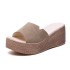 2019 Women's Summer Fashion Outerwear Slippers Korean Edition Tai Po Heel Cool Drag Thick Bottom High Heels Sponge Cake Bottom One Line Slippers