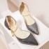 Summer New Women's Sandals Pointed Korean Fashion Glitter High Heels Women's Beaded Sandals Trendy