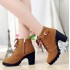 2017 New High Heel Coarse Heel Casual Women's Boots Sponge Cake Thick Bottom Short Boots Round Head 888 Martin Short Boots Wholesale