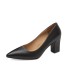 Business attire, professional high heels, women's etiquette pointed shallow mouth single shoes, matte leather, black thick heels, work shoes in size 41.42