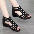 Soft leather Roman sandals for women's summer 2022 new item, soft soled mom shoes, fashionable outerwear women's sandals, wedge heel women's shoes