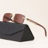 2023 New Retro Wood Grain Mirror Leg Sunglasses for Men's Fashion, Frameless Box Sunglasses for Women's Trend, Cross border Wholesale