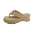 Women's flip flops for summer wear, 2022 new style with thick sponge sole, sloping heel, toe clip, square toe sandals, French sandals