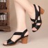 2022 New Mid heeled Sandals for Women's Summer Fish Mouth Set, Thick Heels, Simple Colors, Middle aged and Elderly Mom's Shoes