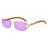 2022 New Retro Imitation Wooden Leg Sunglasses for Women, Fashionable Frameless and Diamond studded Sunglasses for Men, Trendy Box Glasses