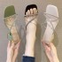 Summer New Women's Coarse Heel Slippers Korean Edition Simple Fashion Transparent Cool Slippers for Wearing Square Head Half Slippers Outside