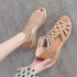 Soft leather Roman sandals for women's summer 2022 new item, soft soled mom shoes, fashionable outerwear women's sandals, wedge heel women's shoes