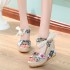 Sandals Women's Summer Casual New Style Ultra High Heels Flower Slope Heel Strap Bow Thick Bottom Bohemian Women's Shoes