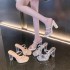 High heels women's 2024 summer new transparent sandals with a thick heel and a crystal heel, paired with a cool slipper