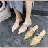 2023 New Baotou Half Slippers Women's Summer Outerwear Coarse Heel Pointed Mouller Shoes Fashion Diamond Fairy High Heel Sandals