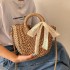 Cross border handmade woven bag 2024 internet celebrity with cute hand-held grass woven versatile beach vacation bag trend