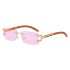 2022 New Retro Imitation Wooden Leg Sunglasses for Women, Fashionable Frameless and Diamond studded Sunglasses for Men, Trendy Box Glasses