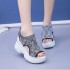 Popular summer new knitted fish mouth shoes with fairy style sponge sole, high heels with flying weave slope heel, thick soled sports women's sandals