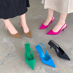 French high heels, black temperament, toe cap sandals, fairy shoes, 2023 new spring/summer season, slim heel pointed single shoes