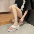 Women's flip flops for summer wear, 2022 new style with thick sponge sole, sloping heel, toe clip, square toe sandals, French sandals