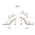 2023 Summer New Square Head Diamond Sandals with Thin Heels and Open Toe High Heels Crystal Sexy Strap Roman Shoes for Women