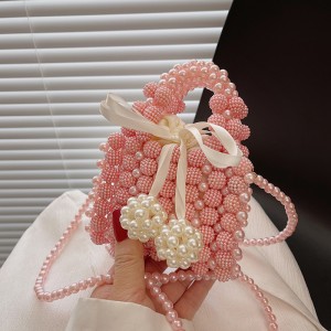 Fairy handbag summer new 2024 forest bow western-style handbag ins crossbody pearl woven bag trend