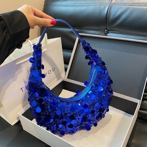 Internet celebrity armpit bag for women 2024 new European and American fashion sequins dazzling Western style Xiaohongshu same one shoulder dumpling bag